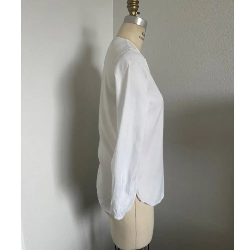 Massimo Dutti | White Cotton L/S Blouse Size 2/XS - Picture 2 of 11